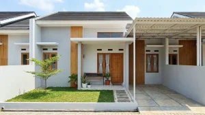 Hasil jadi jasa bangun rumah minimalis modern type 36 atau 45 dengan finishing rapi dan carport kanopi oleh Ideal Kontraktor