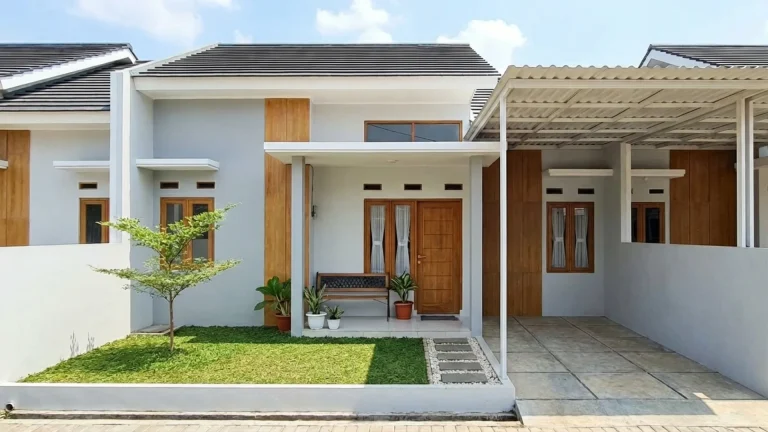 Hasil jadi jasa bangun rumah minimalis modern type 36 atau 45 dengan finishing rapi dan carport kanopi oleh Ideal Kontraktor