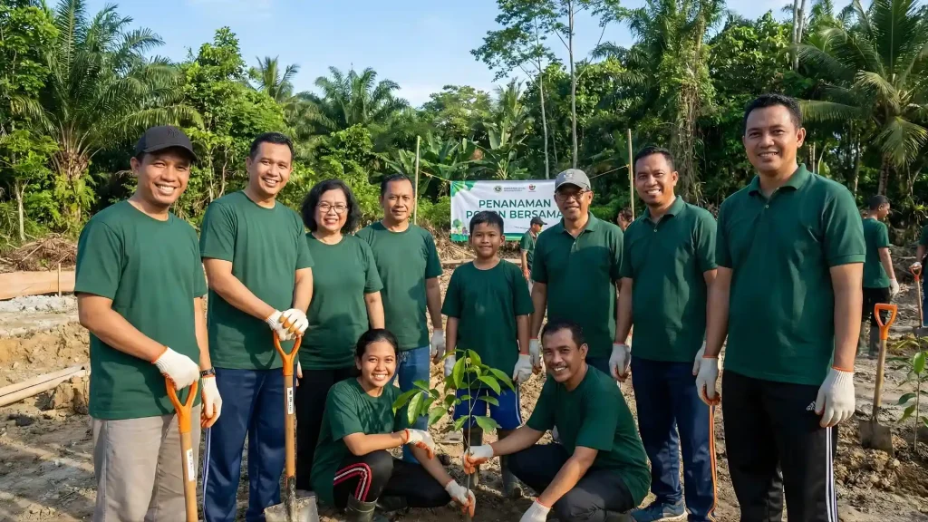 menanam pohon setelah proyek konstruksi
